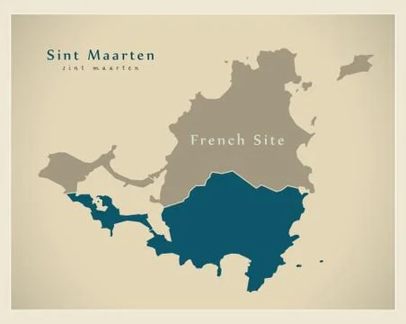 Modern Map - Sint Maarten dutch site SX Stock Illustration