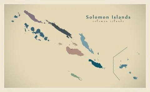 Modern Map - Solomon Islands with provinces colored SB Stock Illustration