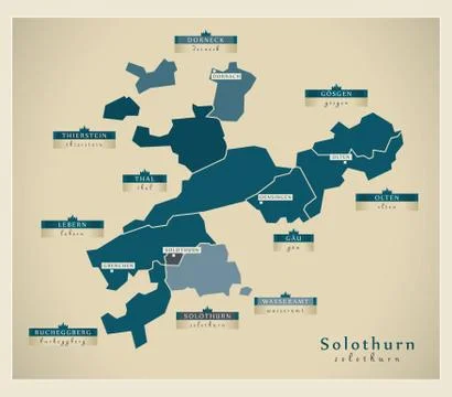 Modern Map - Solothurn CH Stock Illustration
