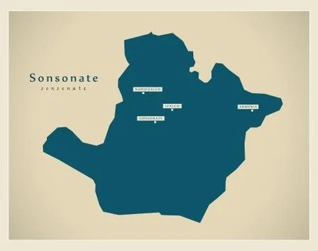 Modern Map - Sonsonate SV Stock Illustration