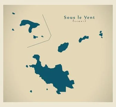 Modern Map - Sous le Vent BL Stock Illustration