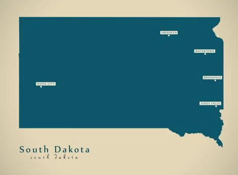 Modern Map - South Dakota USA illustration silhouette Stock Illustration