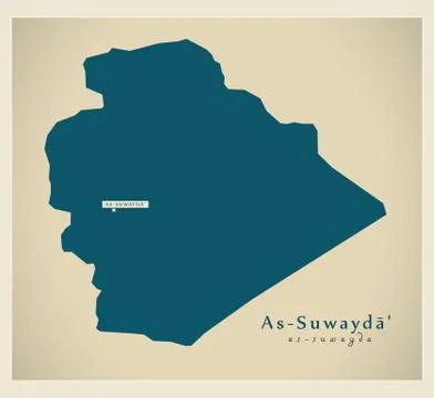 Modern Map - As-Suwayda SY Stock Illustration