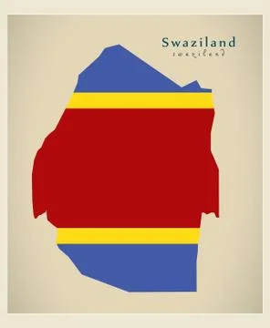 Modern Map - Swaziland flag colored SZ Stock Illustration