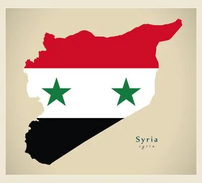 Modern Map - Syria flag colored SY 库存插图