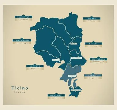 Modern Map - Ticino CH Stock Illustration
