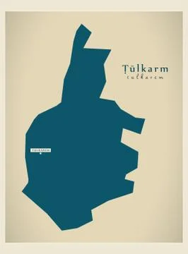 Modern Map - Tulkarm PS Stock Illustration