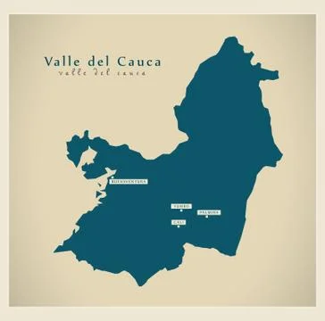 Modern Map - Valle del Cauca CO Stock Illustration