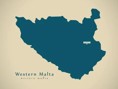 Modern Map - Western Malta MT illustration Stock Illustration