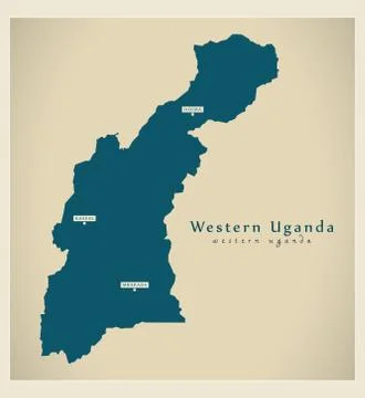 Modern Map - Western Uganda UG Stock Illustration