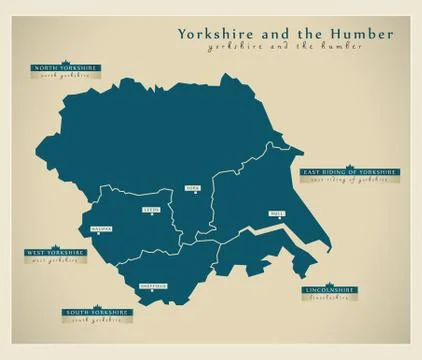 Modern Map - Yorkshire UK Stock Illustration