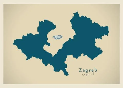 Modern Map - Zagreb HR Stock Illustration