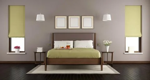 Modern master bedroom Stock Illustration