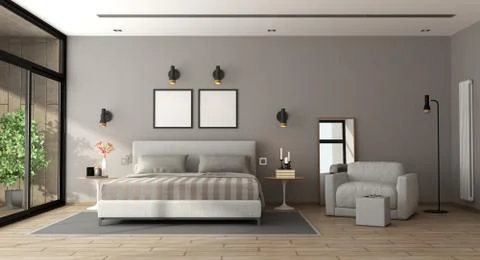 Modern master bedroom Stock Illustration