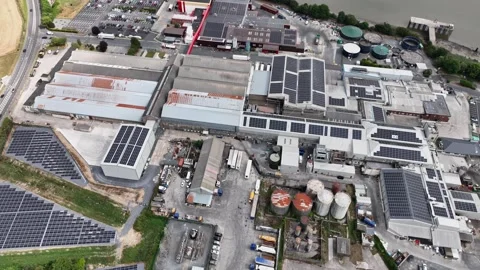 Modern meat processing plant in Grannagh, County Kilkenny, strategically Stock Footage 345010278
