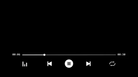 Modern media player interface with play and pause controls on black background Stock Footage 340387657