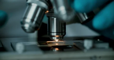 Modern medical laboratory research with microscope Stock-Footage 321360366