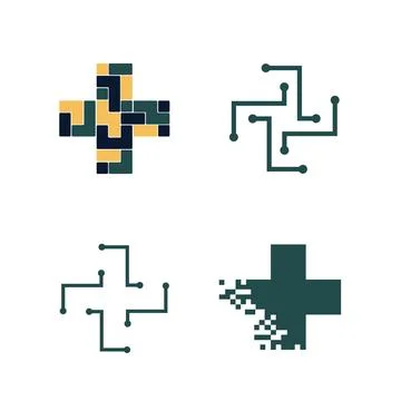 Modern medical plus logos technology Stock Illustration
