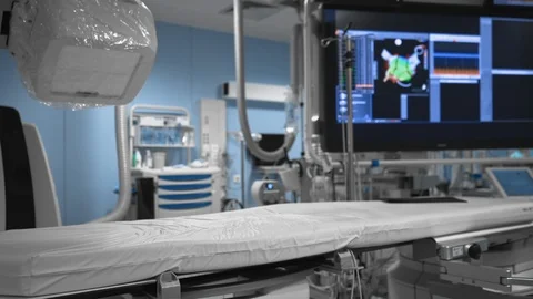Modern medicine concept, diagnostic operating room, medical scaning robot Stock Footage 119656426
