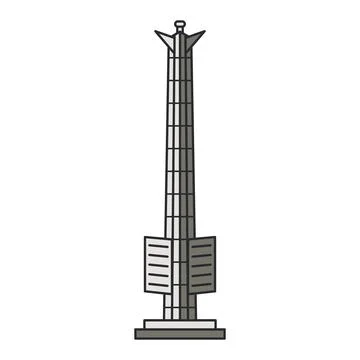 Modern memorial stele with plaques icon. Monument landmark isolated on whit.. イラスト素材