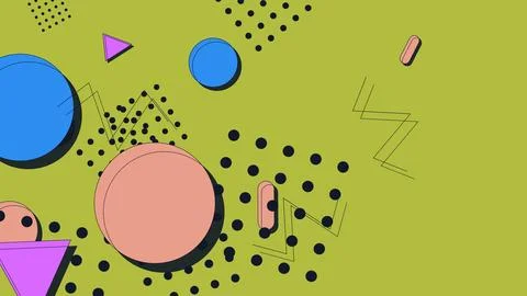 Modern Memphis Design Abstract Background with Geometric Shapes, Circles an.. Illustration