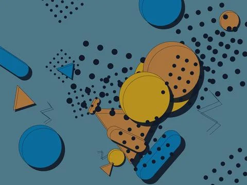 Modern Memphis Style Abstract Background with Colorful Geometric Shapes and.. 스톡 일러스트