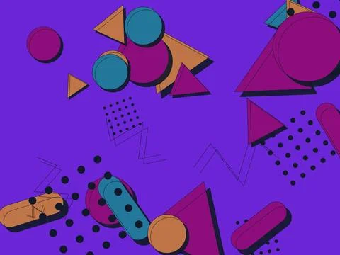 Modern Memphis Style Abstract Background with Colorful Geometric Shapes on .. Stock Illustration