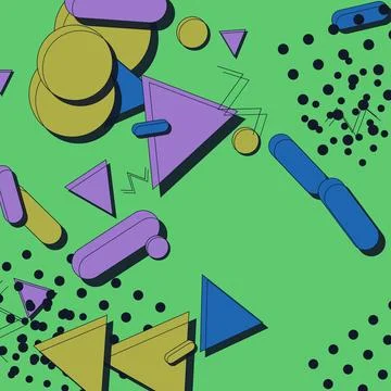 Modern Memphis style abstract background with colorful geometric shapes on .. 스톡 일러스트
