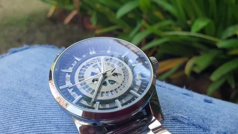Modern men's watch macro Second hand close up Stock Footage 295319080