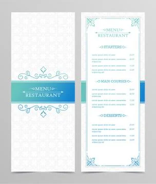 Modern menu Layout with Ornamental Elements. Stock Illustration