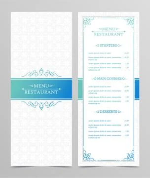 Modern menu Layout with Ornamental Elements. Stock Illustration