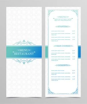 Modern menu Layout with Ornamental Elements. Stock Illustration