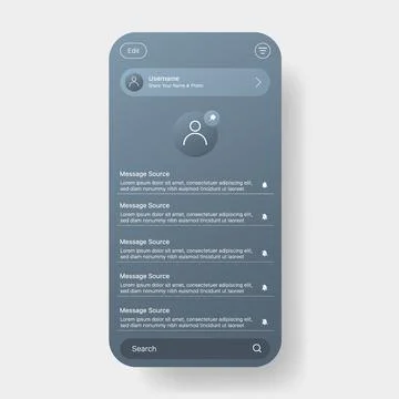 Modern Messaging App UI Template User Profile Chat Interface Stock Illustration