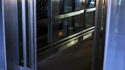 Modern Metal and Glass Elevator in a Sunny Day in City of St Gallen, St Gallen Stock Footage 337855197