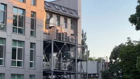 Modern Metal Cladding Industrial Facility with Advanced Ventilation Stock Footage 277119543