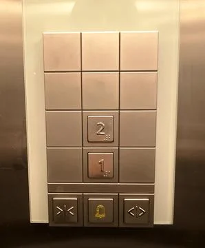 Modern metal elevator button panel Foto stock