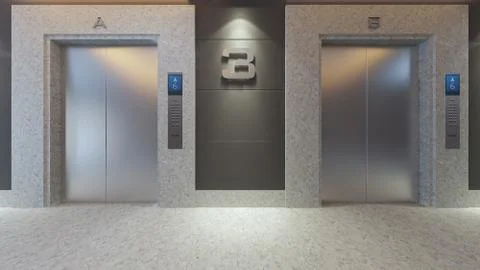 Modern metal elevator design concept 3D rendering Stock Illustration