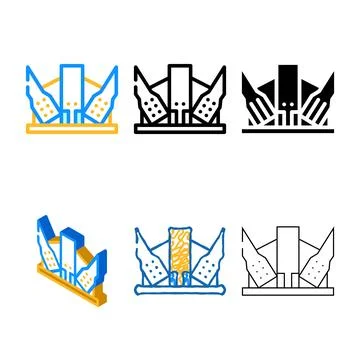 Modern metal frame building variants color icon vector Stock Illustration