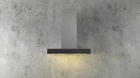 Modern Metal Kitchen Vent on a concrete wall. 4K Animation Stock Footage 166948068