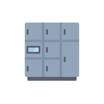 Modern metal lockers showing empty compartments with electronic lock system Stock Illustration