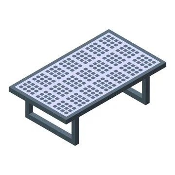 Modern metal table with perforated surface isometric projection Stock Illustration