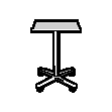 Modern metal table pixel art vector illustration Stock Illustration