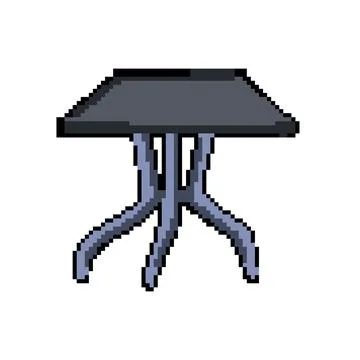 Modern metal table pixel art vector illustration Stock Illustration