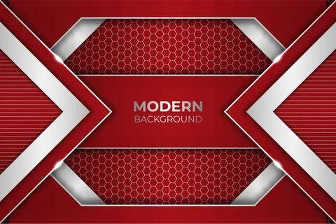 Modern Metallic Triangle Glow Maroon Background with Hexagon Pattern Stock Illustration