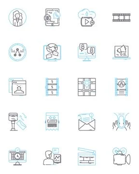 Modern methods linear icons set. Automation, Digitalization, Innovation Иллюстрация