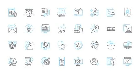 Modern methods linear icons set. Automation, Digitalization, Innovation Stockillustratie