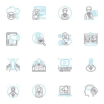 Modern methods linear icons set. Automation, Digitalization, Innovation Иллюстрация