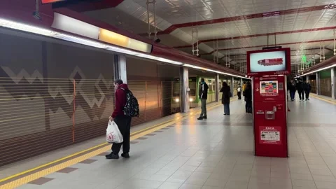 Modern Metro Train Arriving At Clean Underground Station Sofia Bulgaria 스톡 동영상 323913734