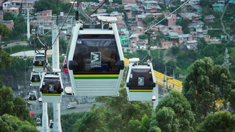 The Modern MetroCable Public Transit System in Medellin, Colombia Stock Footage 219886411