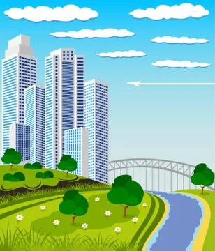 Modern metropolis skyline Stock Illustration